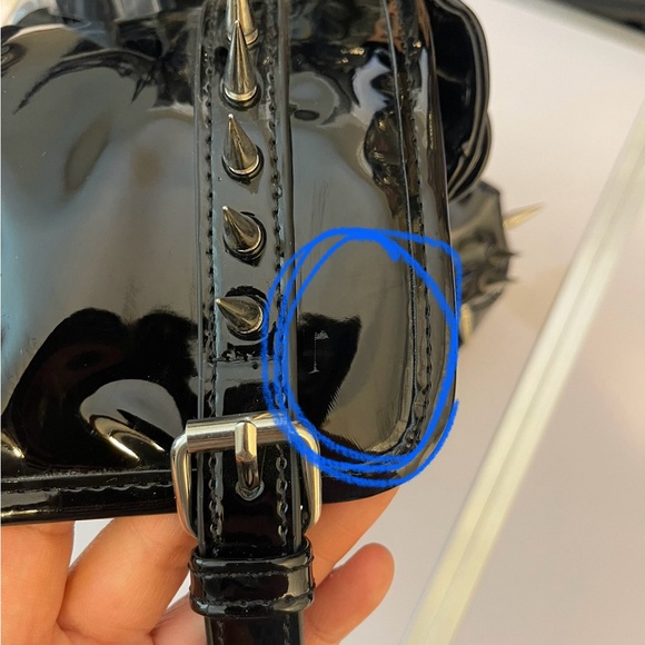 Dolls Kill Black Mini Spiked Patent Backpack - Picture 6 of 6